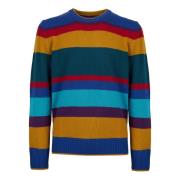 Blauwe Multicolor Gestreepte Crew-Neck Sweater Gallo , Multicolor , He...