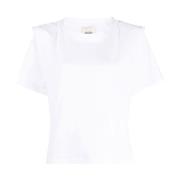 Wit Plooi-Detail T-shirt Isabel Marant , White , Dames