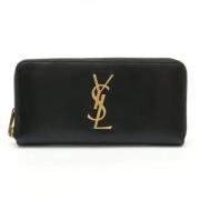 Pre-owned Leather wallets Yves Saint Laurent Vintage , Black , Dames