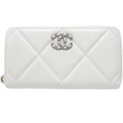 Pre-owned Leather wallets Chanel Vintage , White , Dames