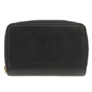 Pre-owned Leather wallets Chanel Vintage , Black , Dames