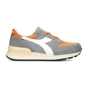 Heren Lage Sneakers Grijs/Wit/Oranje Diadora , Multicolor , Heren