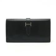 Pre-owned Leather wallets Hermès Vintage , Black , Dames