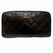 Pre-owned Leather wallets Chanel Vintage , Black , Dames