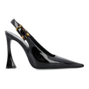 Zwarte Lakleren Slingback Schoenen Saint Laurent , Black , Dames