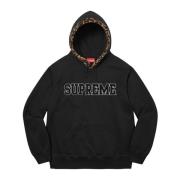 Leopard Trim Hooded Sweatshirt Zwart Supreme , Black , Heren