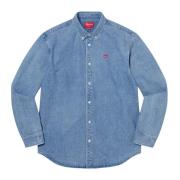 Beperkte Oplage Denim Shirt met Patch Logo Supreme , Blue , Heren