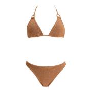 Gerimpeld Driehoek Bikini Set Hunza G , Beige , Dames