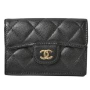 Pre-owned Leather wallets Chanel Vintage , Black , Dames