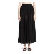 Zwarte Gekreukte Plissé Rok Geborduurde Zoom TotêMe , Black , Dames