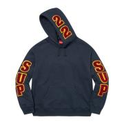 Chenille Hooded Sweatshirt Navy Limited Edition Supreme , Blue , Heren