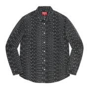 Zwarte Jacquard Logos Denim Shirt Limited Edition Supreme , Black , He...