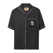 Zijden Iconische Korte Mouw Shirt Zwart Supreme , Black , Heren