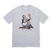 Klassieke Katoenen Grafische Tee Heather Grey Supreme , Gray , Heren