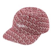 Rode Monogram Denim 6-Panel Hoed Supreme , Red , Unisex