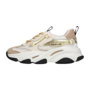 Witte en Gouden Lage Sneakers Steve Madden , Multicolor , Dames