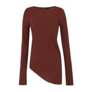 Zijden Stretch Top, Boothals, Asymmetrische Zoom Cortana , Red , Dames