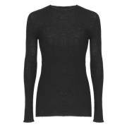 Zwarte Wol Crewneck Sweater Rick Owens , Black , Heren