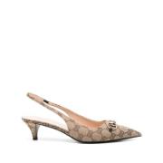 Handtekening Horsebit Beige/Bruin Slingback Hakken Gucci , Beige , Dam...