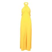 Katoen Kruis op borst Mouwloze Jurk Semicouture , Yellow , Dames