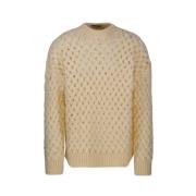 Gebreide Crewneck Oversize Trui in Beige Bonsai , Beige , Heren