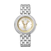 Thea Zilver Goud Horloge Versace , Gray , Dames