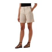 Gestreept Katoenen Short Selected Femme , Beige , Dames