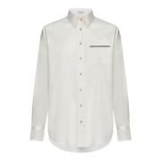 Vanilla Cream-tone Stretch Cotton Shirt Brunello Cucinelli , Beige , D...