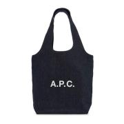 Denim Ninon Tote Bag met Logo A.p.c. , Blue , Dames