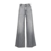 Hoge Taille Wijde Pijp Denim Jeans PT Torino , Gray , Dames