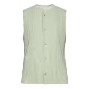 Lichtgroene Geplooide Top met Knoopsluiting Issey Miyake , Green , Her...