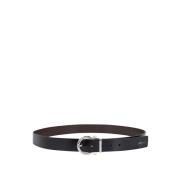 Zwarte Leren Riemen met Gancini Detail Salvatore Ferragamo , Black , H...