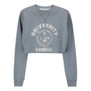 Cropped sweatshirt met print aan de voorkant Golden Goose , Blue , Dam...