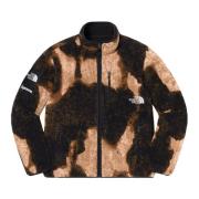 Gebleekte Denim Print Fleece Jas Supreme , Multicolor , Heren