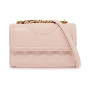 Gewatteerde Leren Schoudertas met Logo Tory Burch , Pink , Dames