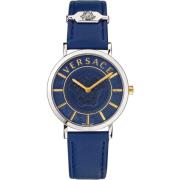 Moderne Tijdwaarnemer V-Essential Zilver Leer Versace , Gray , Dames