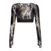 Top met Logo Versace Jeans Couture , Black , Dames