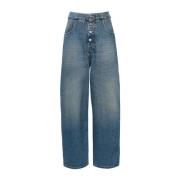 Clear Blue Denim Wide Leg Jeans MM6 Maison Margiela , Blue , Dames