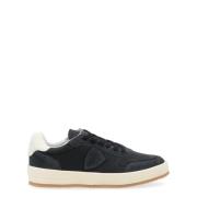 Zwarte Leren Sneaker Nice Suède Details Philippe Model , Black , Heren