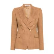 Bruine Double-Breasted Blazer Tagliatore , Brown , Dames