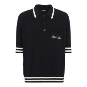 Wollen poloshirt met Handtekening borduurwerk Balmain , Black , Heren