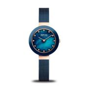 Roségoud Blauw Swarovski Horloge Bering , Blue , Dames