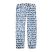 Blauwe Jacquard Regular Jeans Limited Edition Supreme , Blue , Heren