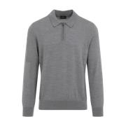 Flanellen Polo Zip-Up Shirt Brioni , Gray , Heren