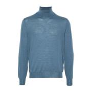 Merino Wol Coltrui Trui Canali , Blue , Heren