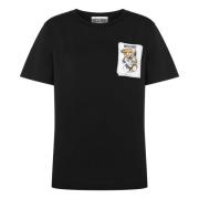 Zwarte Crewneck Bedrukte T-shirts en Polos Moschino , Black , Dames