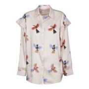 Rode Vogelprint Shirt Aw22 PS By Paul Smith , Multicolor , Dames