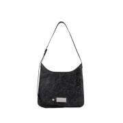 Zwarte Leren Schoudertas met Ketting Acne Studios , Black , Dames