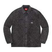 Gewatteerd Corduroy Overhemd Zwart Supreme , Black , Heren