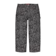 Jacquard Denim Schildersbroek Zwart Supreme , Black , Heren